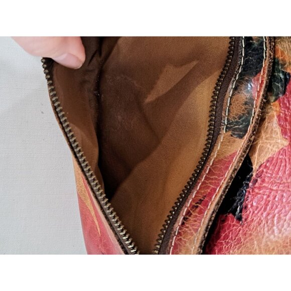 Patricia Nash Floral Leather Wristlet Clutch Bag With Metal Clasp & Back Zipper - Picture 12 of 14